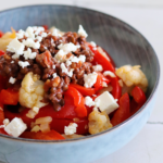 bell pepper and cauliflower dish with feta